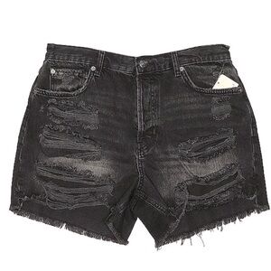 We the free black denim distressed shorts